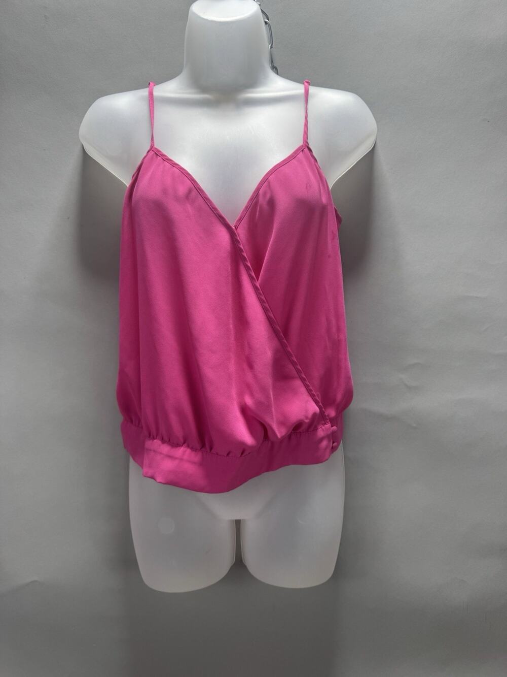GUESS Los Angeles Women Small Pink Satin Wrap Cami Tank Top Sleeveless Blouse